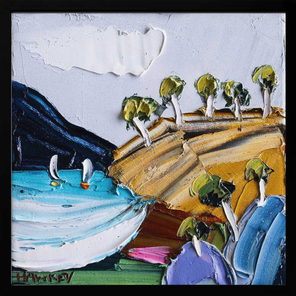 Golden Hills Sailboats - Square Stretched Canvas, Poster or Fine Art Print by Angela Hawkey - I Heart Wall Art - Poster Print, Canvas Print or Framed Art Print