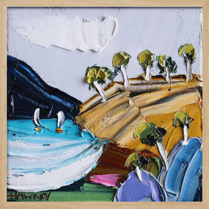 Golden Hills Sailboats - Square Stretched Canvas, Poster or Fine Art Print by Angela Hawkey - I Heart Wall Art - Poster Print, Canvas Print or Framed Art Print