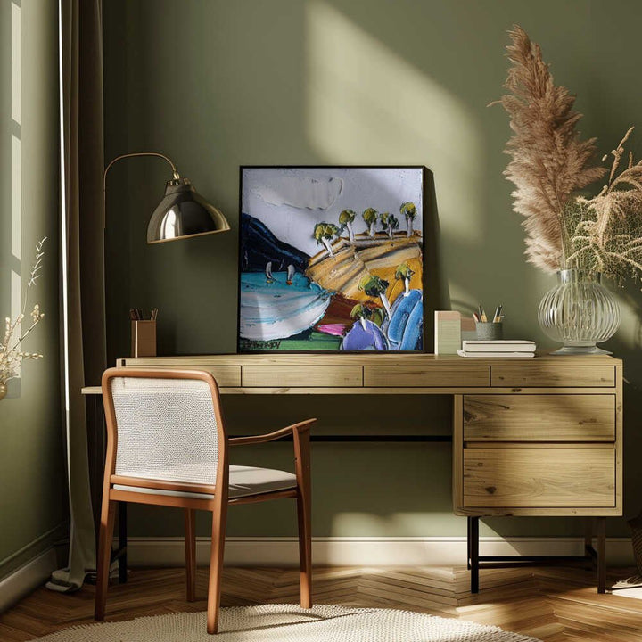 Golden Hills Sailboats - Square Stretched Canvas, Poster or Fine Art Print by Angela Hawkey - I Heart Wall Art - Poster Print, Canvas Print or Framed Art Print