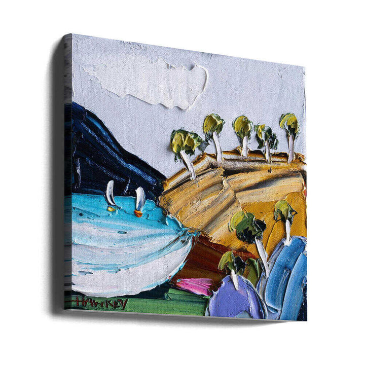 Golden Hills Sailboats - Square Stretched Canvas, Poster or Fine Art Print by Angela Hawkey - I Heart Wall Art - Poster Print, Canvas Print or Framed Art Print