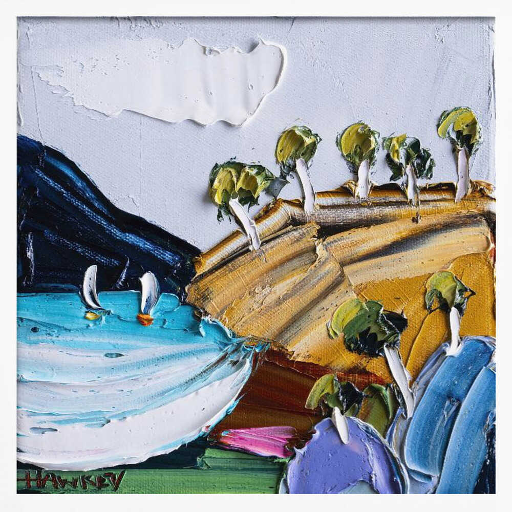 Golden Hills Sailboats - Square Stretched Canvas, Poster or Fine Art Print by Angela Hawkey - I Heart Wall Art - Poster Print, Canvas Print or Framed Art Print