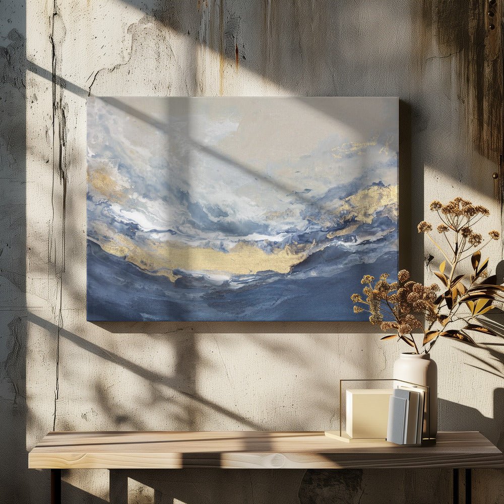 Golden Horizon Waves - Stretched Canvas, Poster or Fine Art Print - I Heart Wall Art - Poster Print, Canvas Print or Framed Art Print