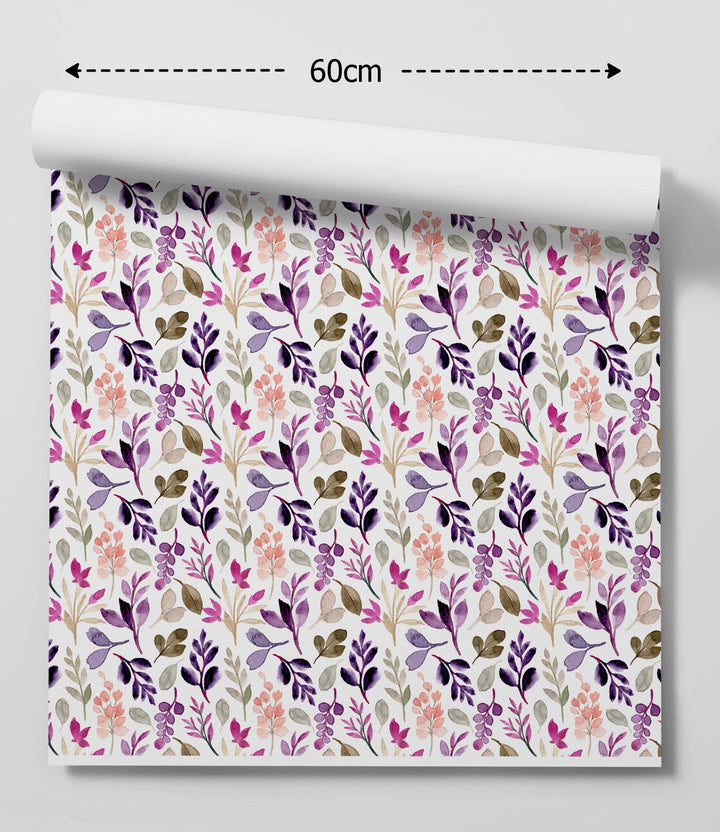 Golden Hour- Purple Watercolour Floral Peel and Stick Wallpaper