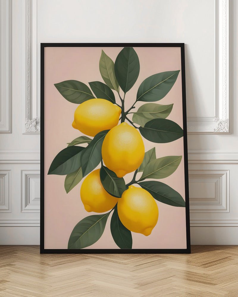 Golden Lemons On Green - Stretched Canvas, Poster or Fine Art Print - I Heart Wall Art - Poster Print, Canvas Print or Framed Art Print