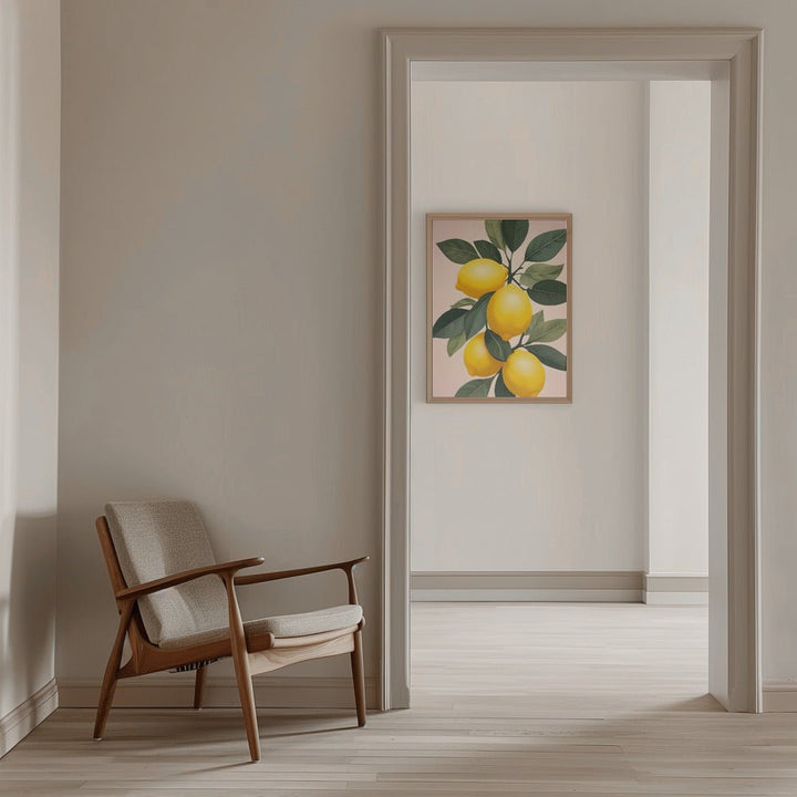 Golden Lemons On Green - Stretched Canvas, Poster or Fine Art Print - I Heart Wall Art - Poster Print, Canvas Print or Framed Art Print