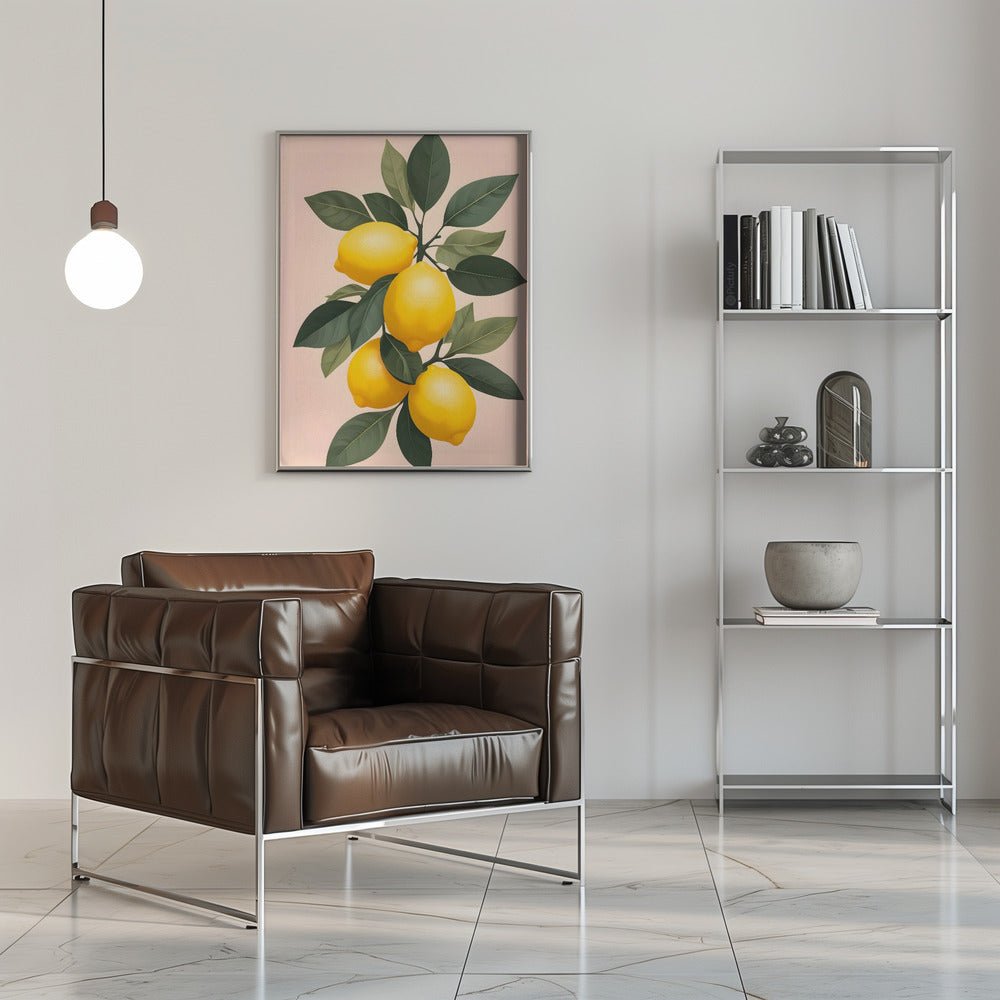 Golden Lemons On Green - Stretched Canvas, Poster or Fine Art Print - I Heart Wall Art - Poster Print, Canvas Print or Framed Art Print