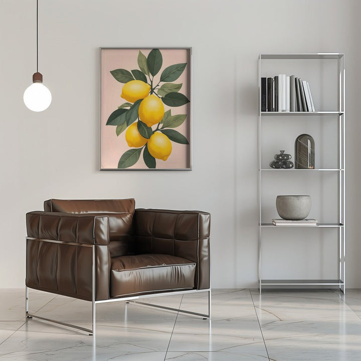 Golden Lemons On Green - Stretched Canvas, Poster or Fine Art Print - I Heart Wall Art - Poster Print, Canvas Print or Framed Art Print