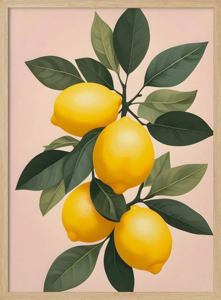 Golden Lemons On Green - Stretched Canvas, Poster or Fine Art Print - I Heart Wall Art - Poster Print, Canvas Print or Framed Art Print