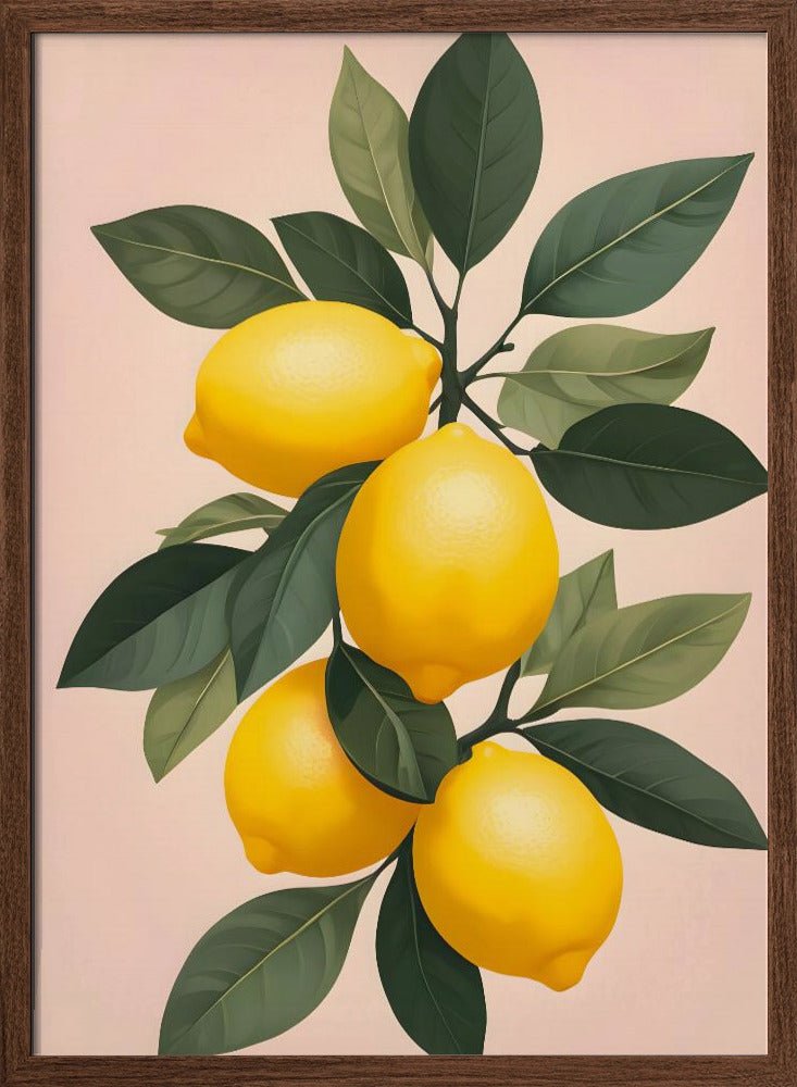 Golden Lemons On Green - Stretched Canvas, Poster or Fine Art Print - I Heart Wall Art - Poster Print, Canvas Print or Framed Art Print