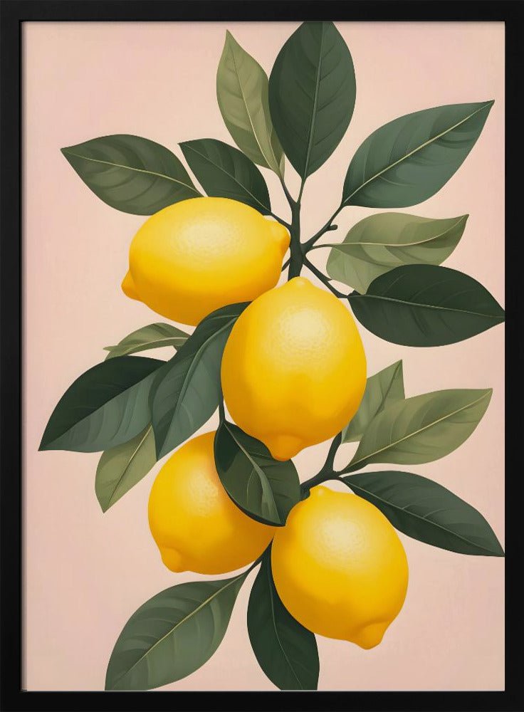 Golden Lemons On Green - Stretched Canvas, Poster or Fine Art Print - I Heart Wall Art - Poster Print, Canvas Print or Framed Art Print