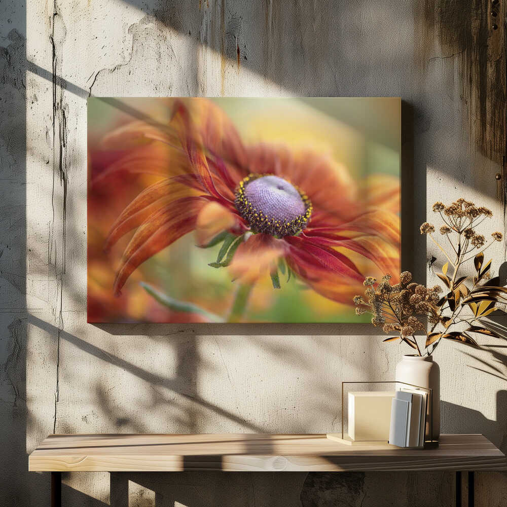 Golden Orange Bloom - Floral Photographic Stretched Canvas Poster or Fine Art Print