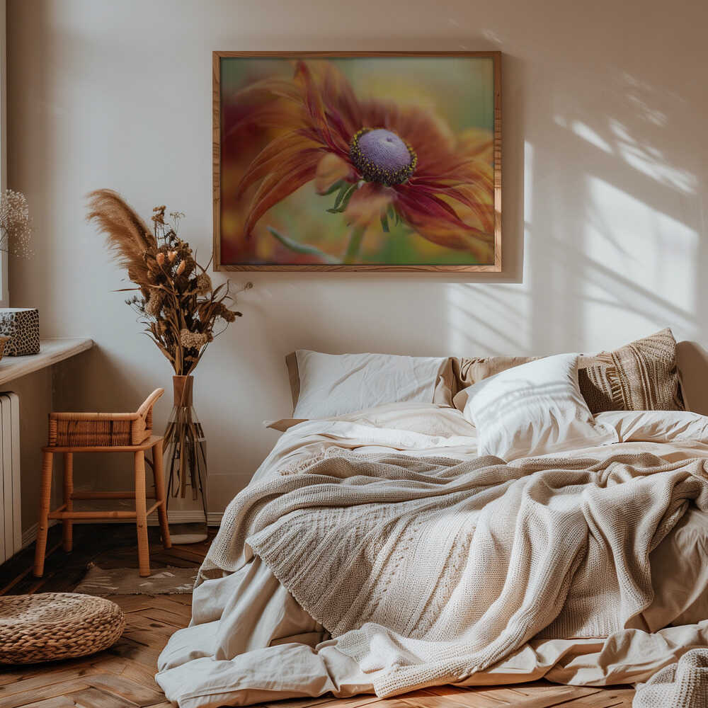 Golden Orange Bloom - Floral Photographic Stretched Canvas Poster or Fine Art Print