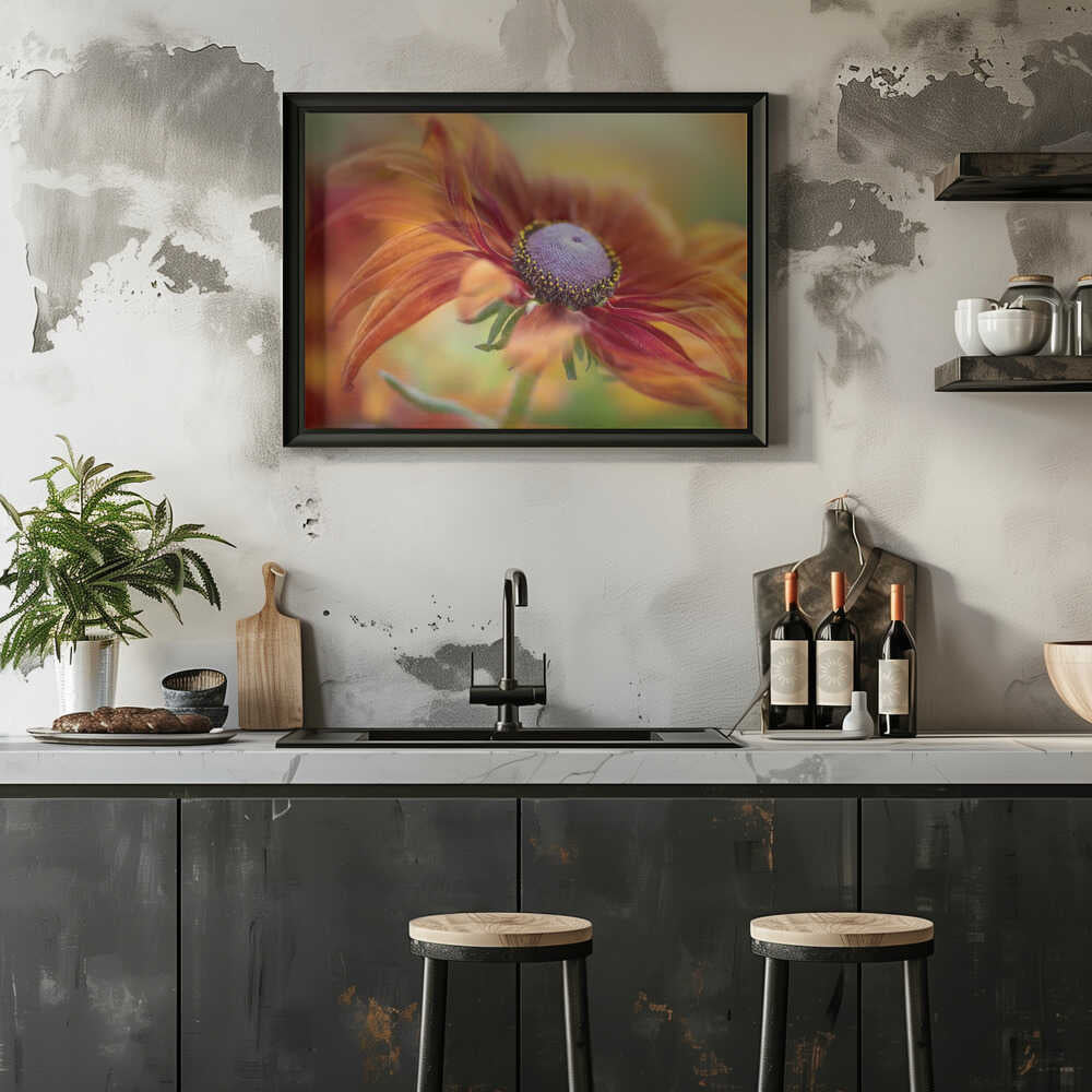 Golden Orange Bloom - Floral Photographic Stretched Canvas Poster or Fine Art Print