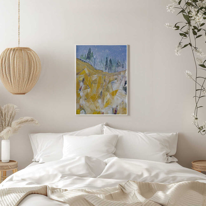 Golden Peaks Winter Night - Stretched Canvas, Poster or Fine Art Print - I Heart Wall Art - Poster Print, Canvas Print or Framed Art Print