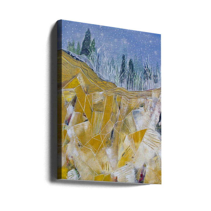 Golden Peaks Winter Night - Stretched Canvas, Poster or Fine Art Print - I Heart Wall Art - Poster Print, Canvas Print or Framed Art Print