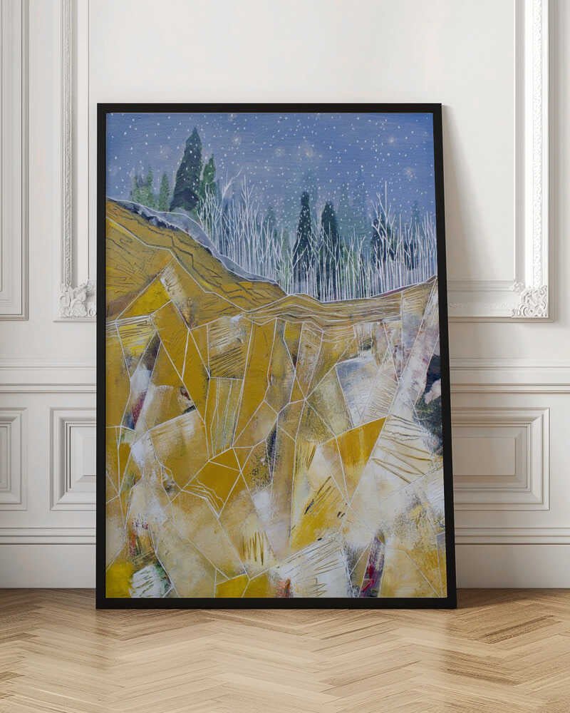 Golden Peaks Winter Night - Stretched Canvas, Poster or Fine Art Print - I Heart Wall Art - Poster Print, Canvas Print or Framed Art Print