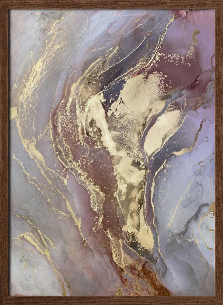 Golden Plum Marble Flow - Stretched Canvas, Poster or Fine Art Print - I Heart Wall Art - Poster Print, Canvas Print or Framed Art Print
