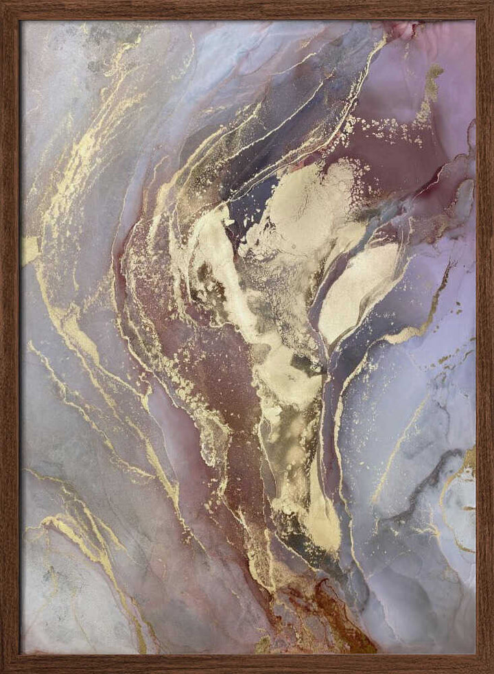 Golden Plum Marble Flow - Stretched Canvas, Poster or Fine Art Print - I Heart Wall Art - Poster Print, Canvas Print or Framed Art Print