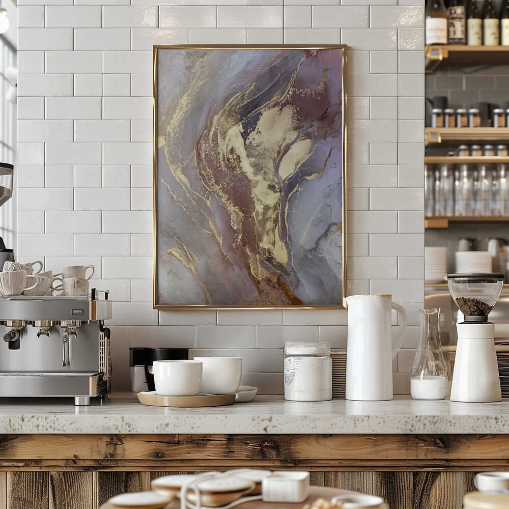 Golden Plum Marble Flow - Stretched Canvas, Poster or Fine Art Print - I Heart Wall Art - Poster Print, Canvas Print or Framed Art Print