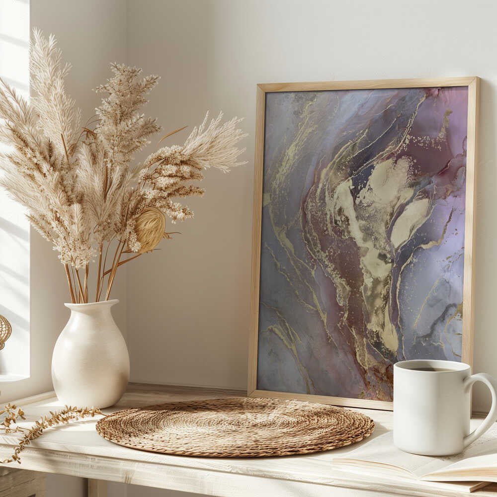 Golden Plum Marble Flow - Stretched Canvas, Poster or Fine Art Print - I Heart Wall Art - Poster Print, Canvas Print or Framed Art Print