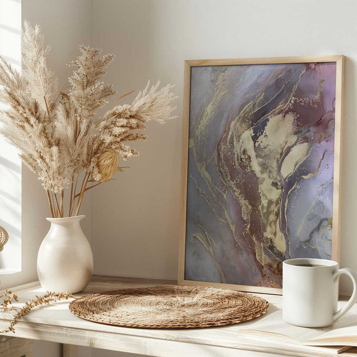 Golden Plum Marble Flow - Stretched Canvas, Poster or Fine Art Print - I Heart Wall Art - Poster Print, Canvas Print or Framed Art Print