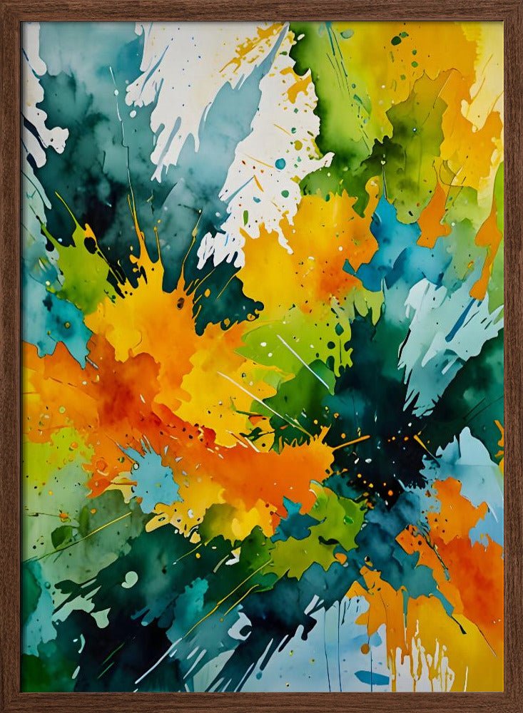Golden Splash & Emerald Waves - Stretched Canvas or Fine Art Print - I Heart Wall Art - Poster Print, Canvas Print or Framed Art Print