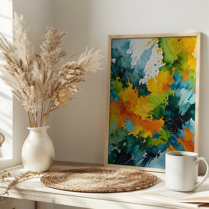 Golden Splash &amp; Emerald Waves - Stretched Canvas or Fine Art Print - I Heart Wall Art - Poster Print, Canvas Print or Framed Art Print