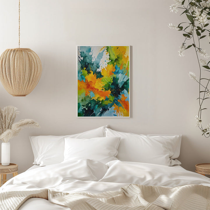Golden Splash &amp; Emerald Waves - Stretched Canvas, Poster or Fine Art Print I Heart Wall Art