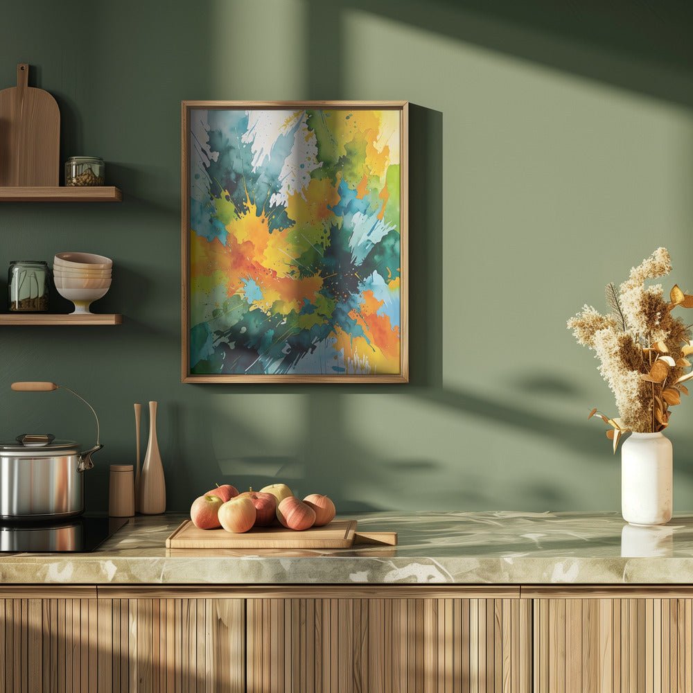 Golden Splash &amp; Emerald Waves - Stretched Canvas or Fine Art Print - I Heart Wall Art - Poster Print, Canvas Print or Framed Art Print