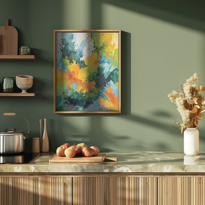 Golden Splash &amp; Emerald Waves - Stretched Canvas or Fine Art Print - I Heart Wall Art - Poster Print, Canvas Print or Framed Art Print