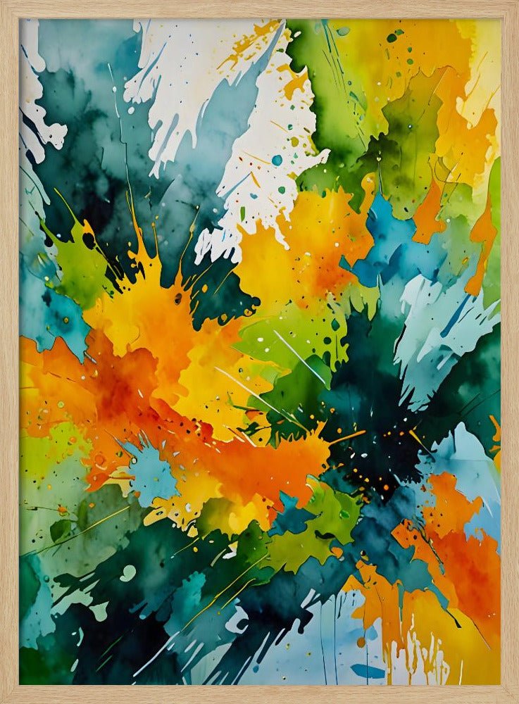 Golden Splash &amp; Emerald Waves - Stretched Canvas or Fine Art Print - I Heart Wall Art - Poster Print, Canvas Print or Framed Art Print