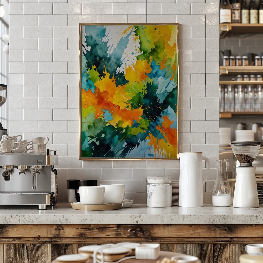 Golden Splash &amp; Emerald Waves - Stretched Canvas or Fine Art Print - I Heart Wall Art - Poster Print, Canvas Print or Framed Art Print