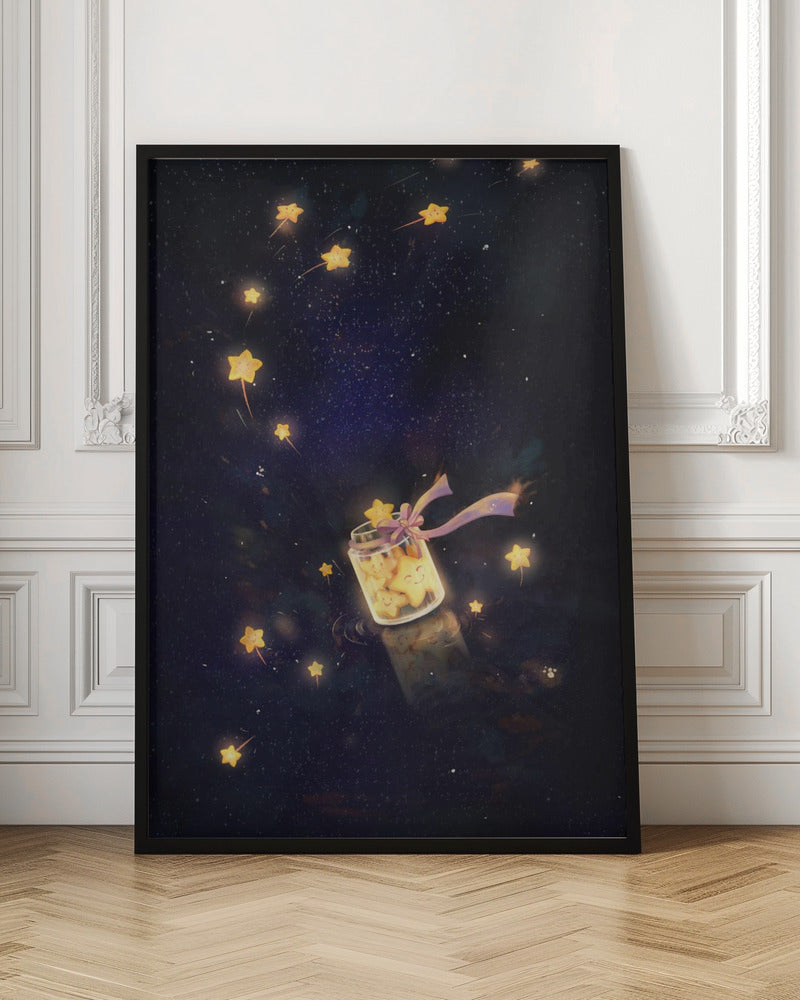 Golden Starlight In Bottle - Stretched Canvas, Poster or Fine Art Print I Heart Wall Art