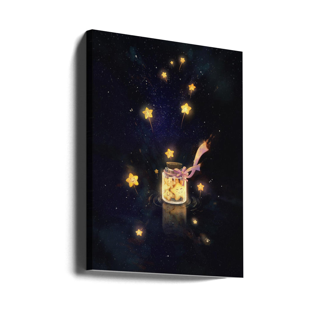 Golden Starlight In Bottle - Stretched Canvas, Poster or Fine Art Print I Heart Wall Art