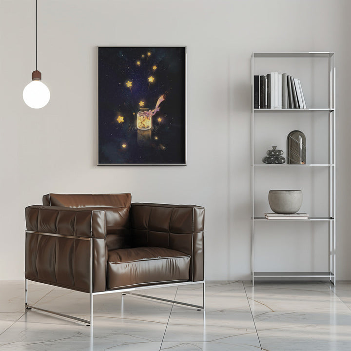 Golden Starlight In Bottle - Stretched Canvas, Poster or Fine Art Print I Heart Wall Art