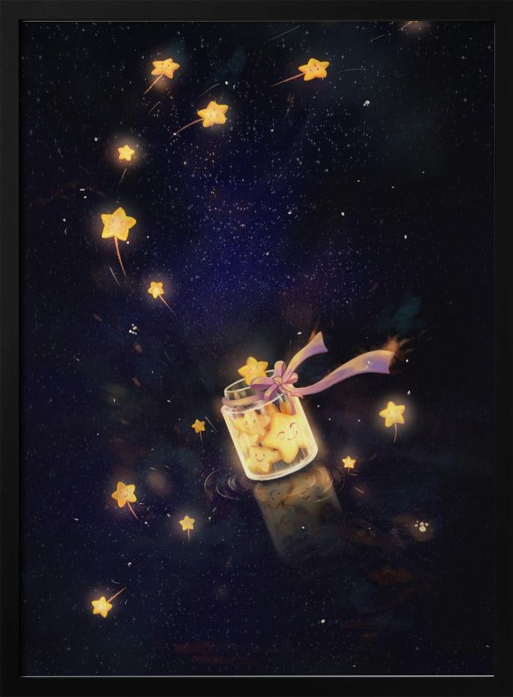 Golden Starlight In Bottle - Stretched Canvas, Poster or Fine Art Print I Heart Wall Art