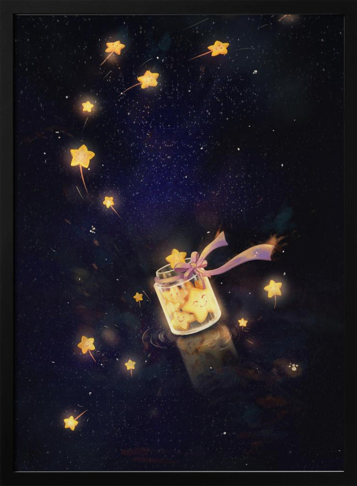 Golden Starlight In Bottle - Stretched Canvas, Poster or Fine Art Print I Heart Wall Art