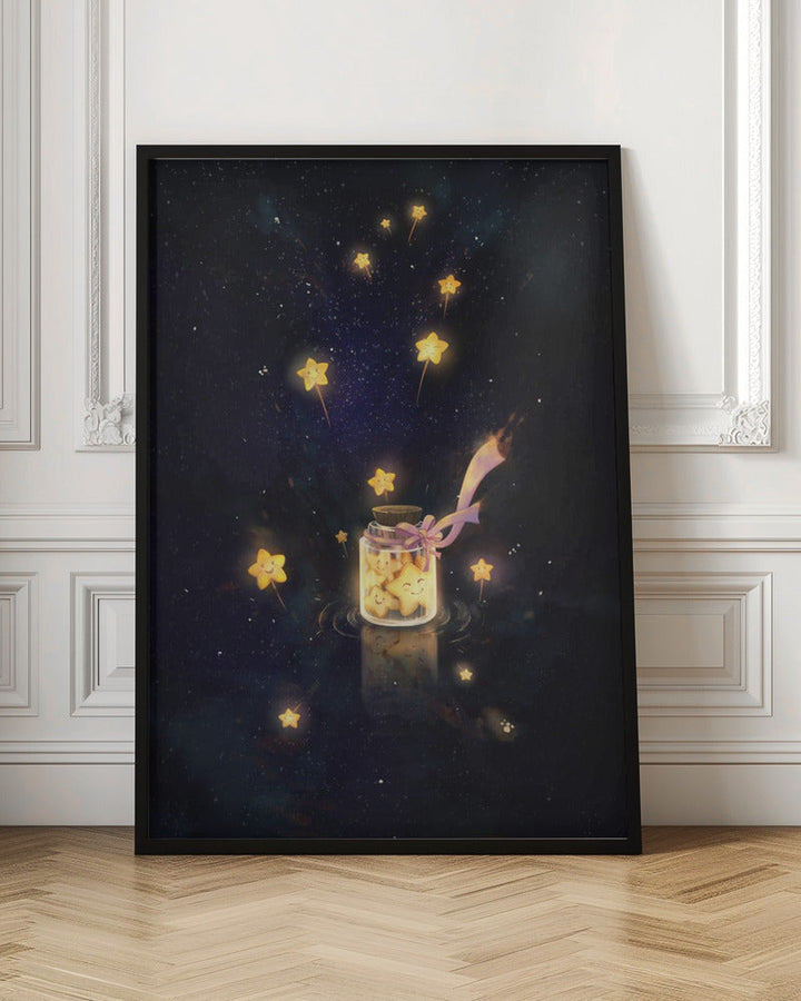 Golden Starlight In Bottle - Stretched Canvas, Poster or Fine Art Print I Heart Wall Art