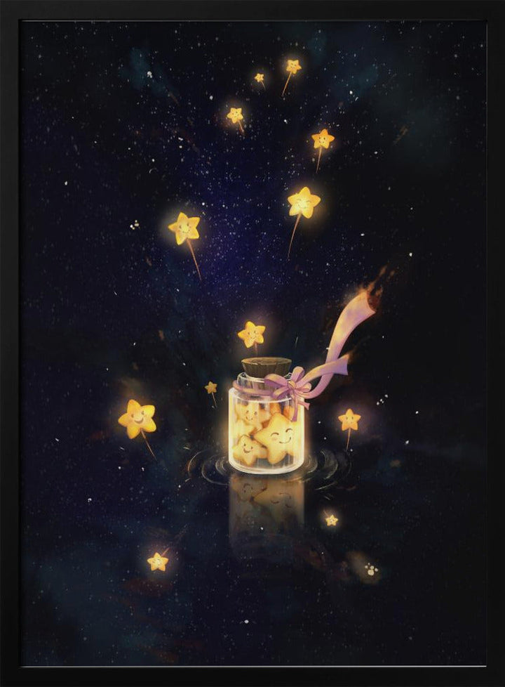 Golden Starlight In Bottle - Stretched Canvas, Poster or Fine Art Print I Heart Wall Art