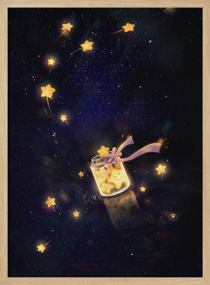 Golden Starlight In Bottle - Stretched Canvas, Poster or Fine Art Print I Heart Wall Art