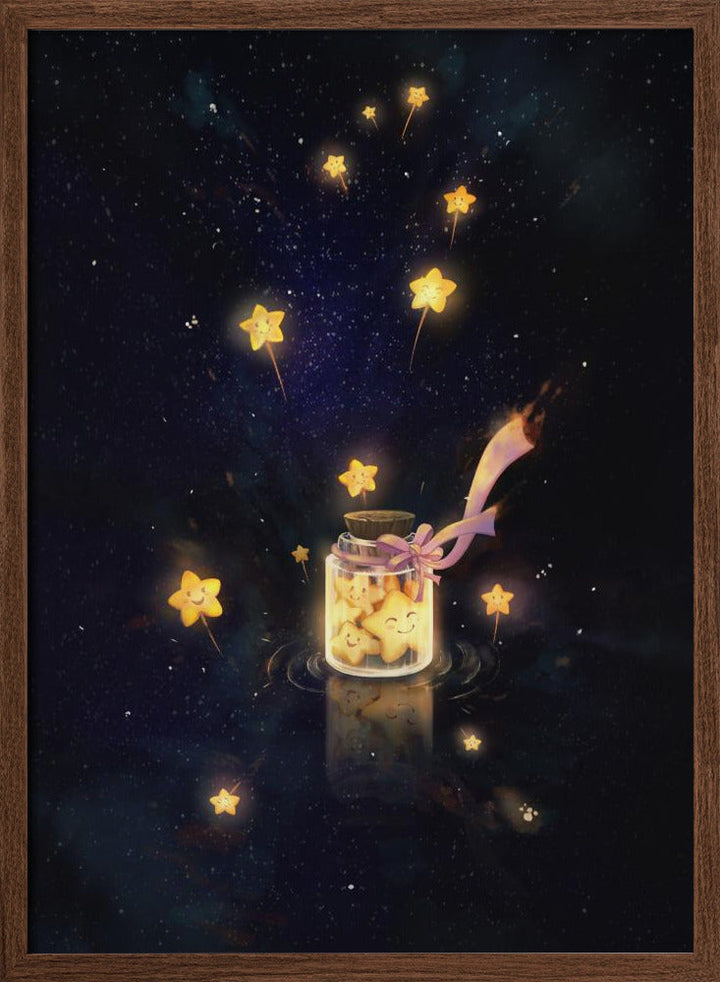 Golden Starlight In Bottle - Stretched Canvas, Poster or Fine Art Print I Heart Wall Art