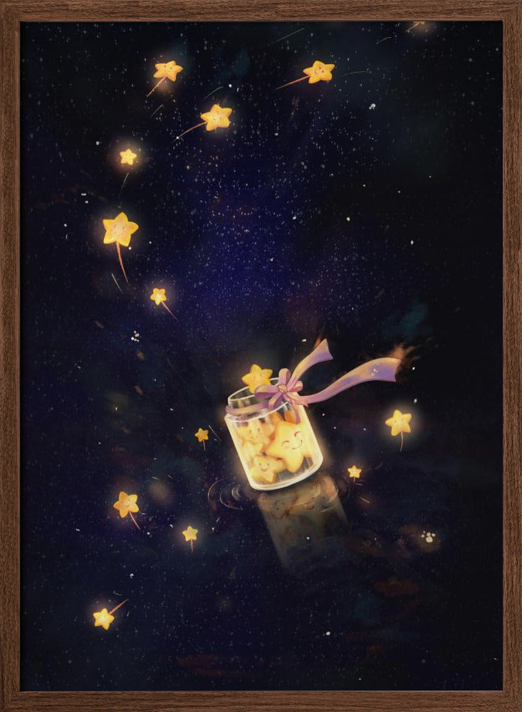 Golden Starlight In Bottle - Stretched Canvas, Poster or Fine Art Print I Heart Wall Art