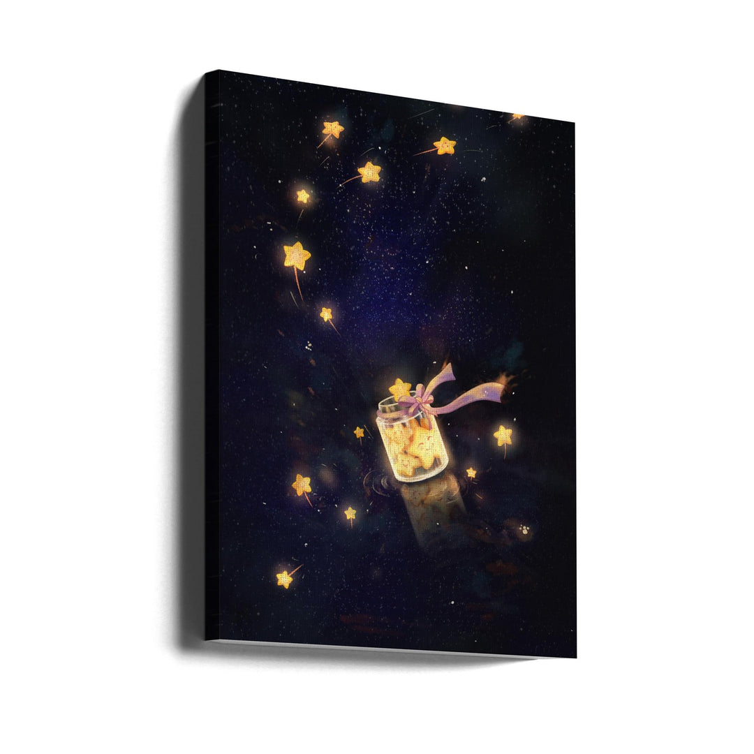 Golden Starlight In Bottle - Stretched Canvas, Poster or Fine Art Print I Heart Wall Art
