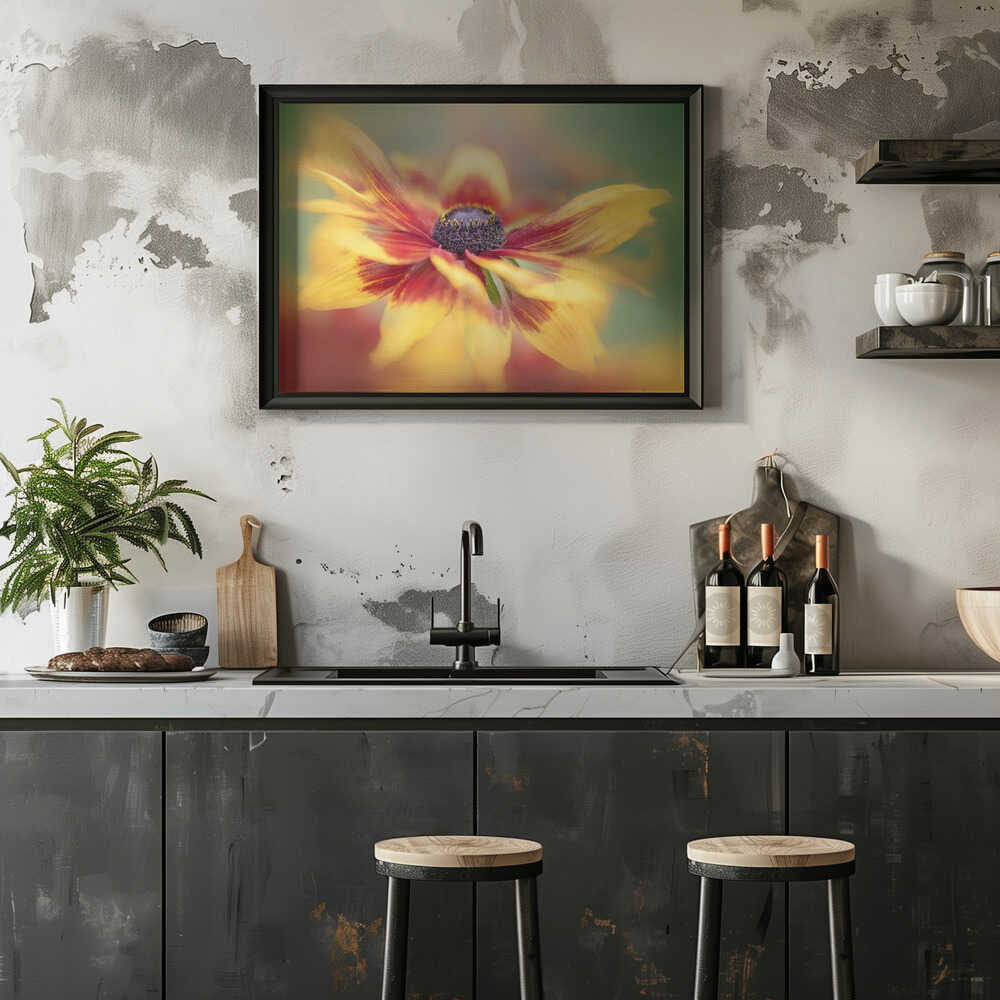 Golden Summer Bloom - Floral Photographic Stretched Canvas Poster or Fine Art Print