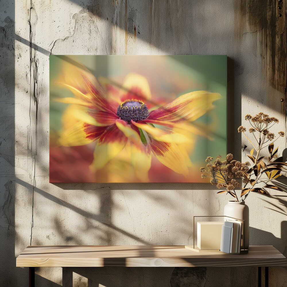 Golden Summer Bloom - Floral Photographic Stretched Canvas Poster or Fine Art Print