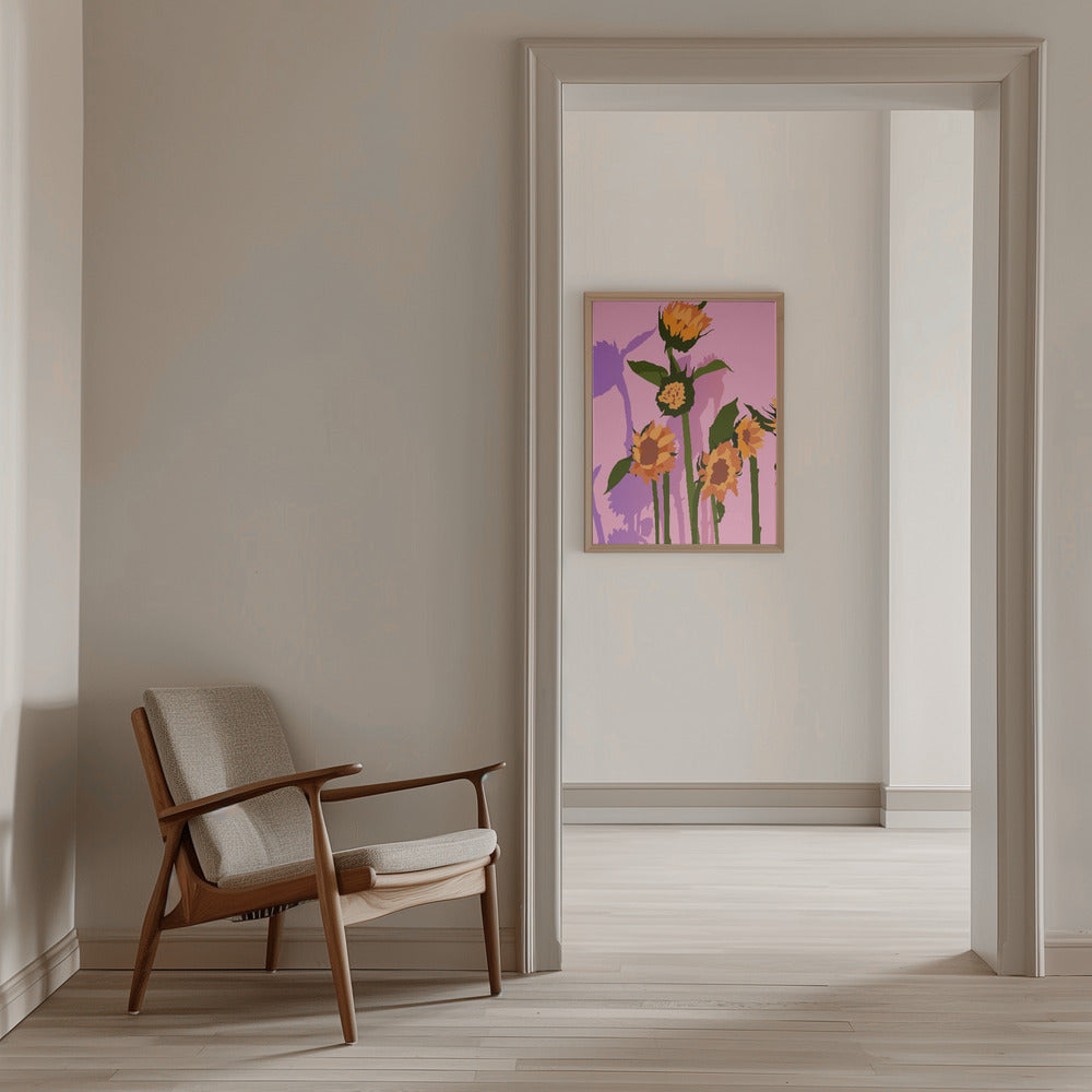 Golden Sunflowers Inside - Stretched Canvas, Poster or Fine Art Print I Heart Wall Art