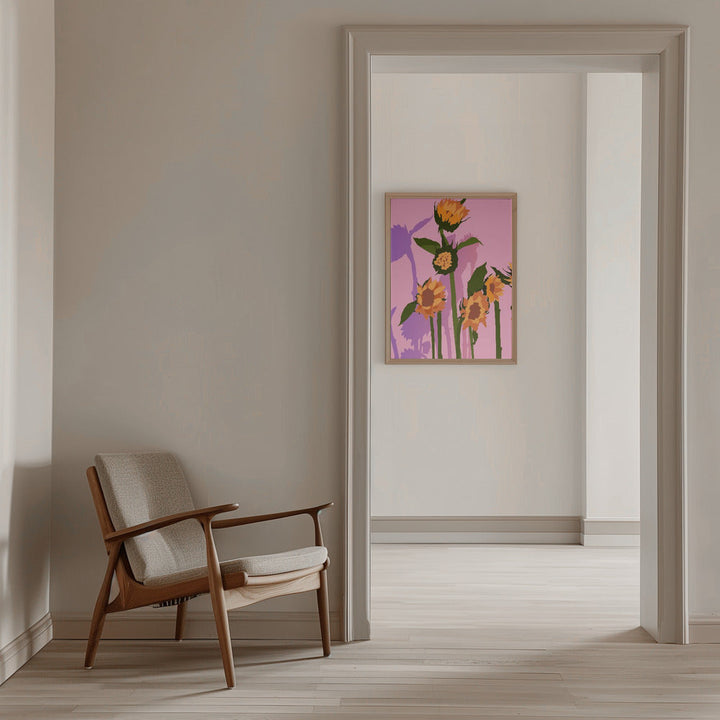 Golden Sunflowers Inside - Stretched Canvas, Poster or Fine Art Print I Heart Wall Art