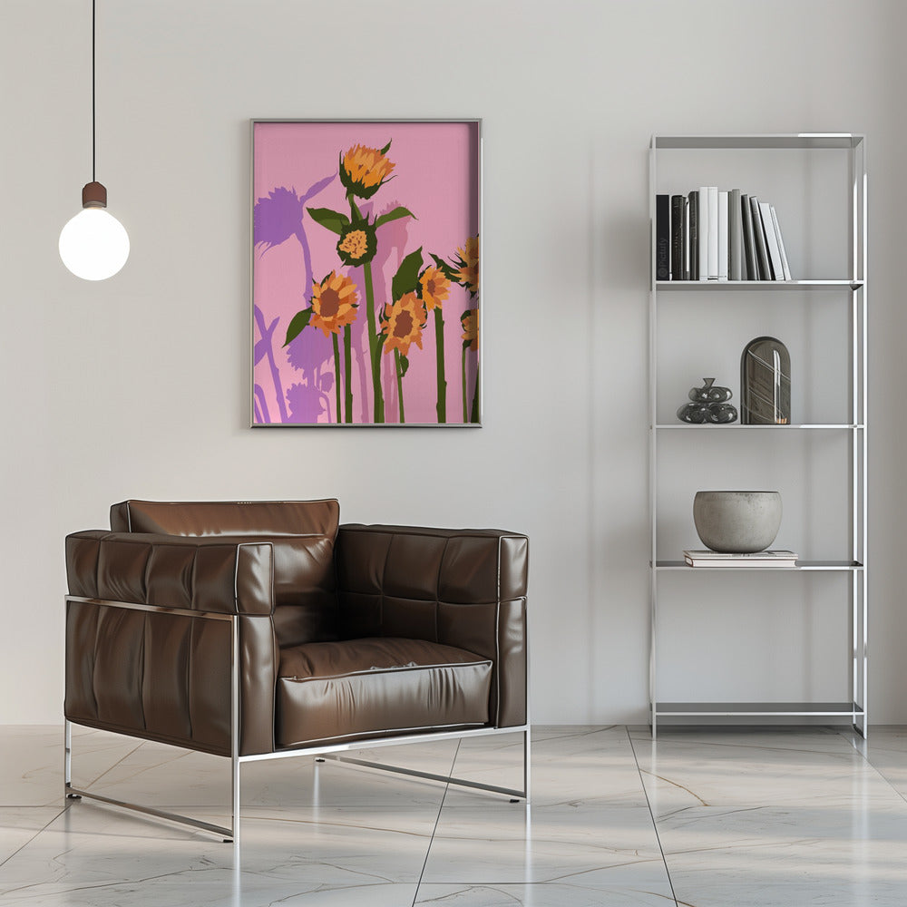 Golden Sunflowers Inside - Stretched Canvas, Poster or Fine Art Print I Heart Wall Art