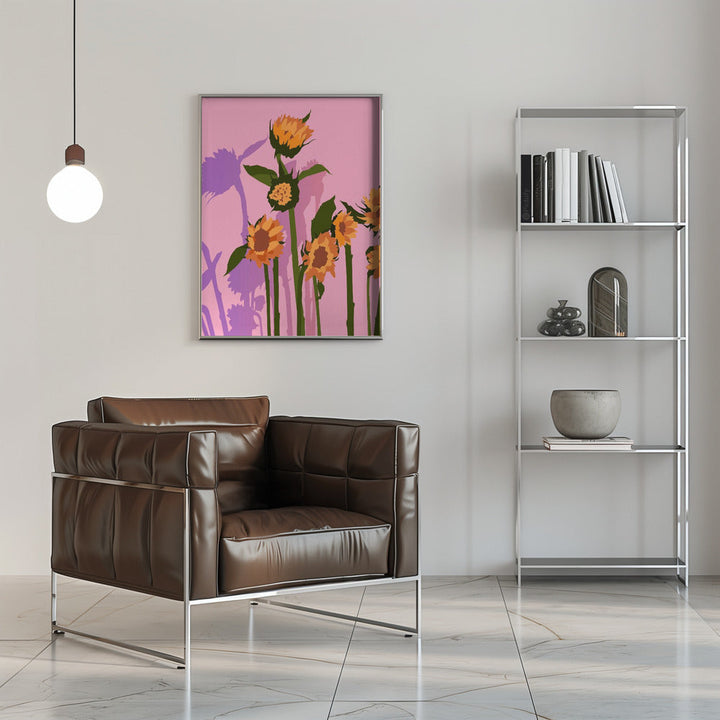 Golden Sunflowers Inside - Stretched Canvas, Poster or Fine Art Print I Heart Wall Art