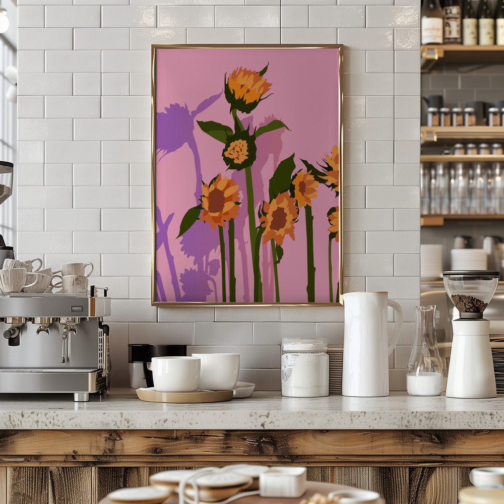 Golden Sunflowers Inside - Stretched Canvas, Poster or Fine Art Print I Heart Wall Art